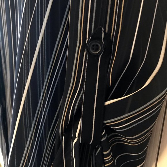 NEW Ann Taylor Sheer Striped XXL Navy/Multi Blouse - Picture 3 of 12